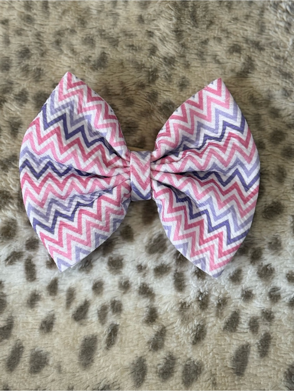 Kids Pink & Purple Chevron Fabric Hair Bow